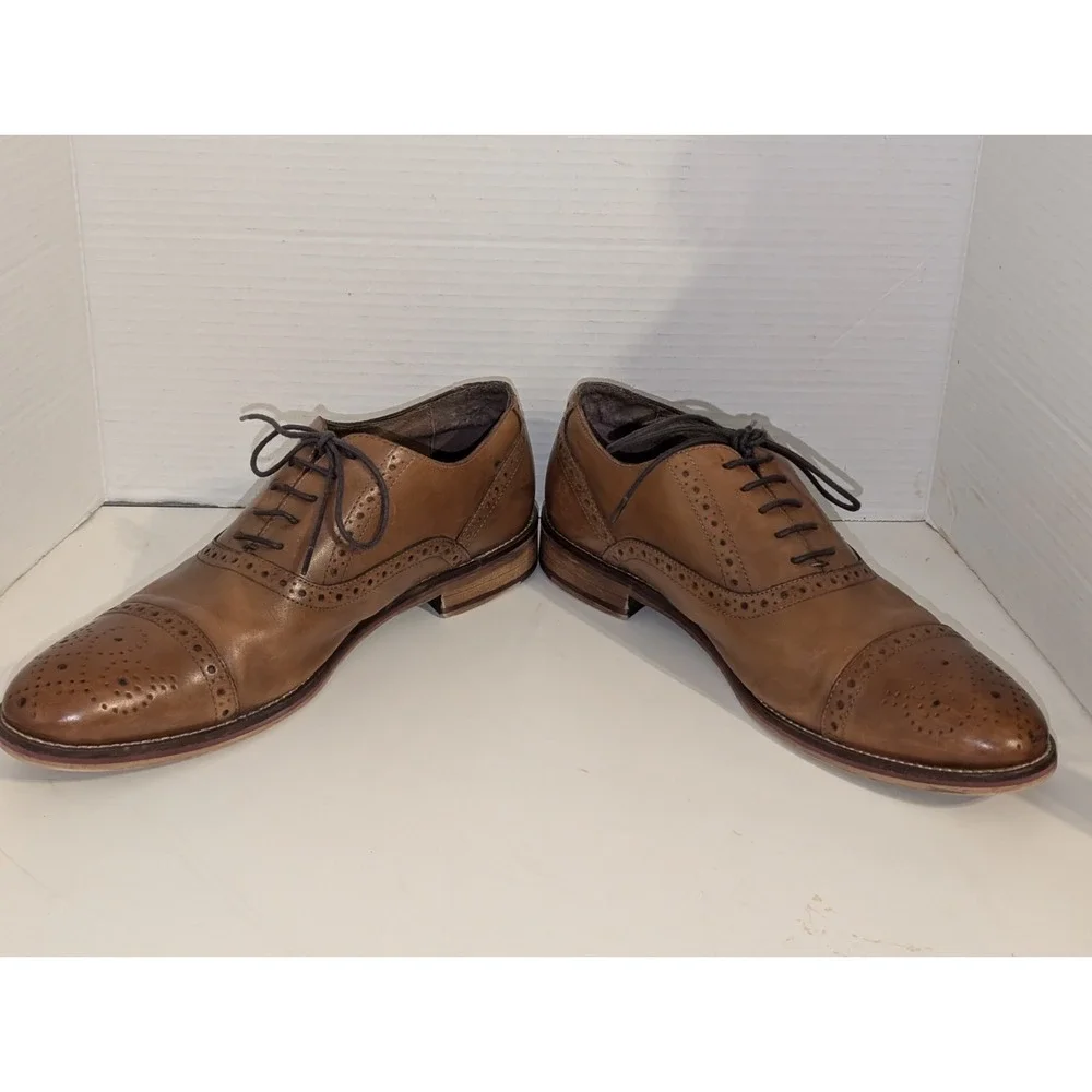 Johnston & Murphy Men's 10.5 Brown‎ Cap Toe Oxford Dress Shoes 20-8682 Leather